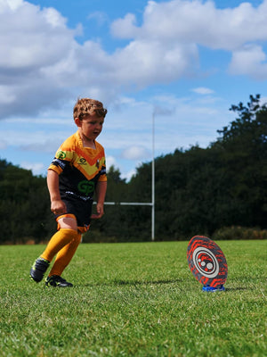 Street Rugby Ball Size 3 – Black/Orange, Durable, High Grip, Outdoor - Optimum