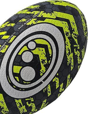 Street Rugby Ball Size 3 – Black/Yellow, Durable, Outdoor Use - Optimum