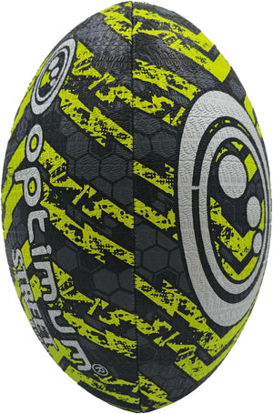Street Rugby Ball Size 3 – Black/Yellow, Durable, Outdoor Use - Optimum
