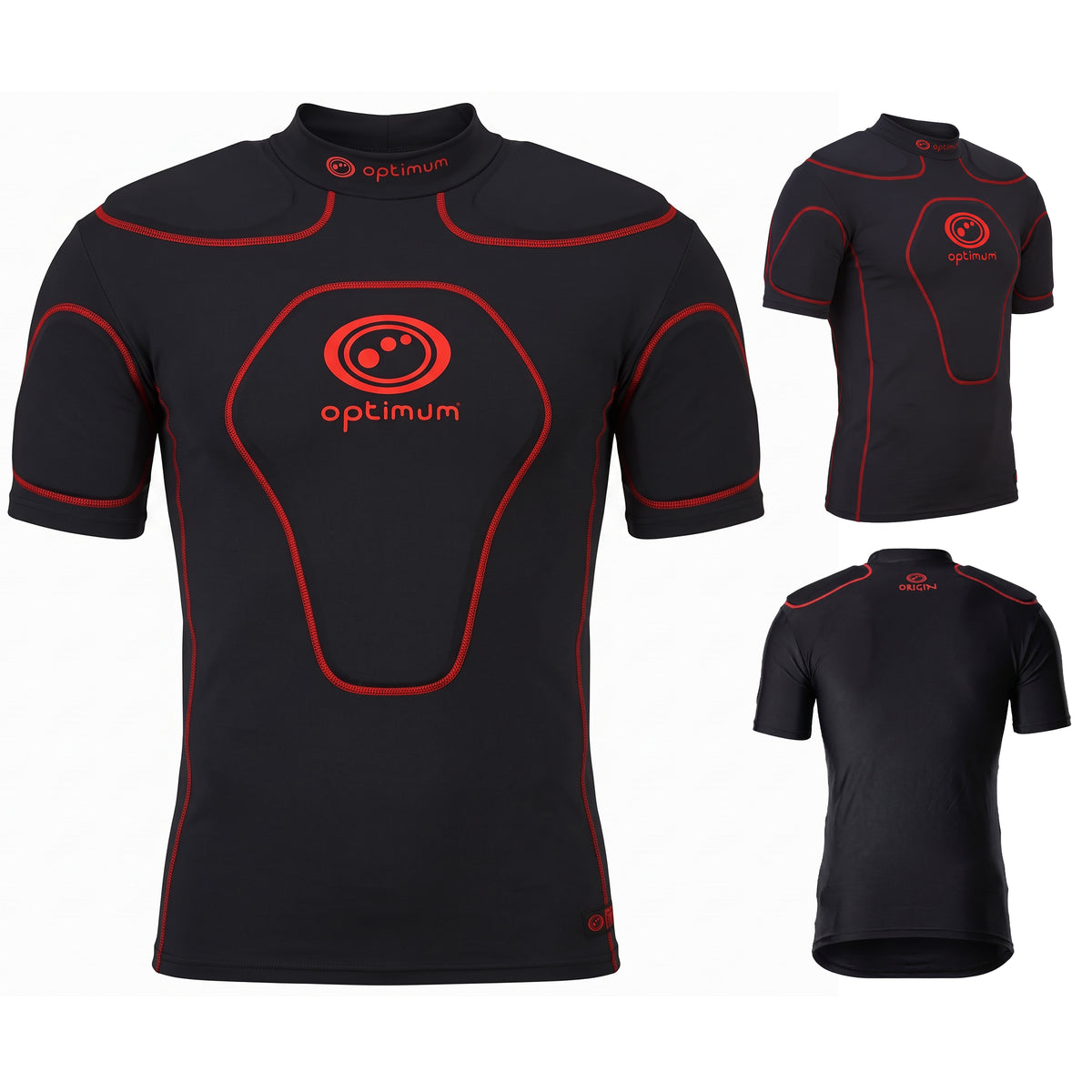 Optimum Origin Rugby Protektor-Shirt Rot | Aufprallpolster, Boys bis XXL