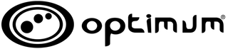 Optimum brand logo in black with oval icon and lettering - Optimum