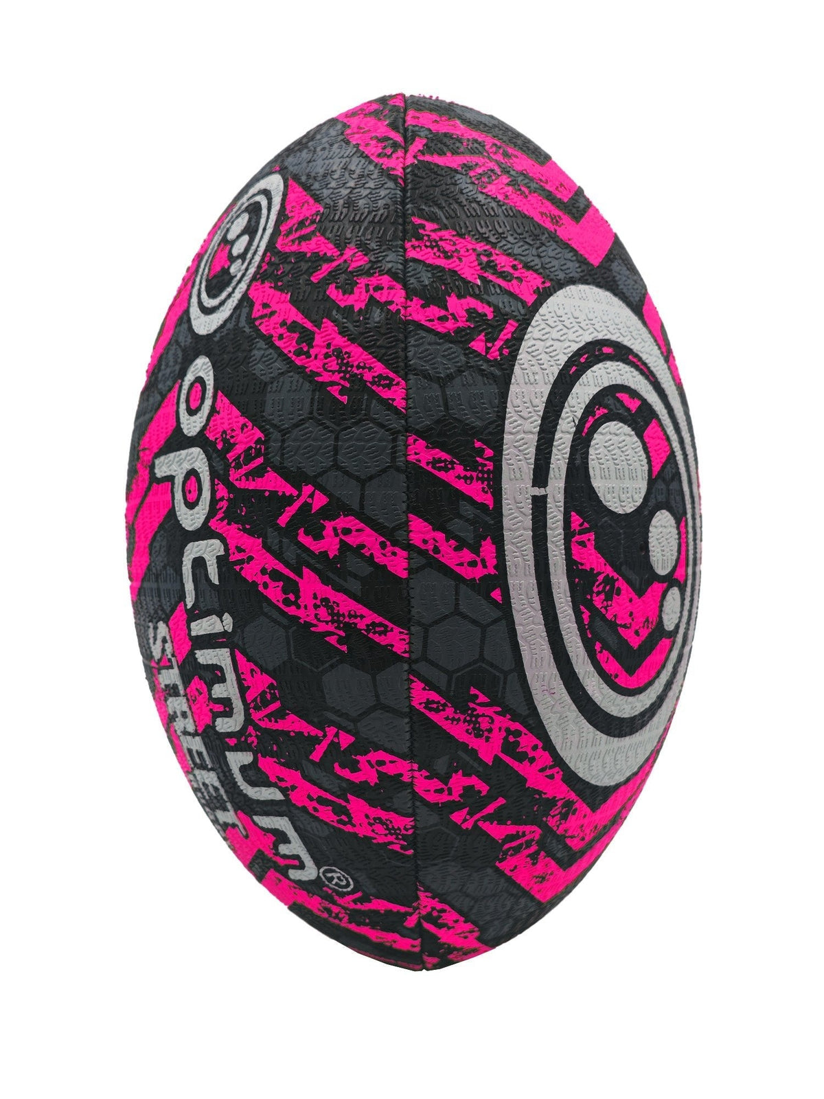Optimum Street Rugby Ball Black/Pink Size 5