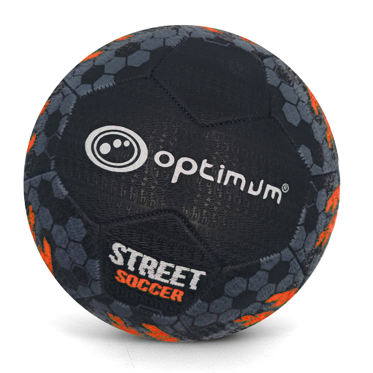 Street Football – Orange, tyre-grip Korean rubber match & training ball, all surfaces, Sizes Mini–5 - Optimum