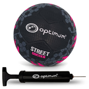 Street Football – Pink with hand pump, tyre-grip all-surface match & training ball, Sizes 3–5 - Optimum