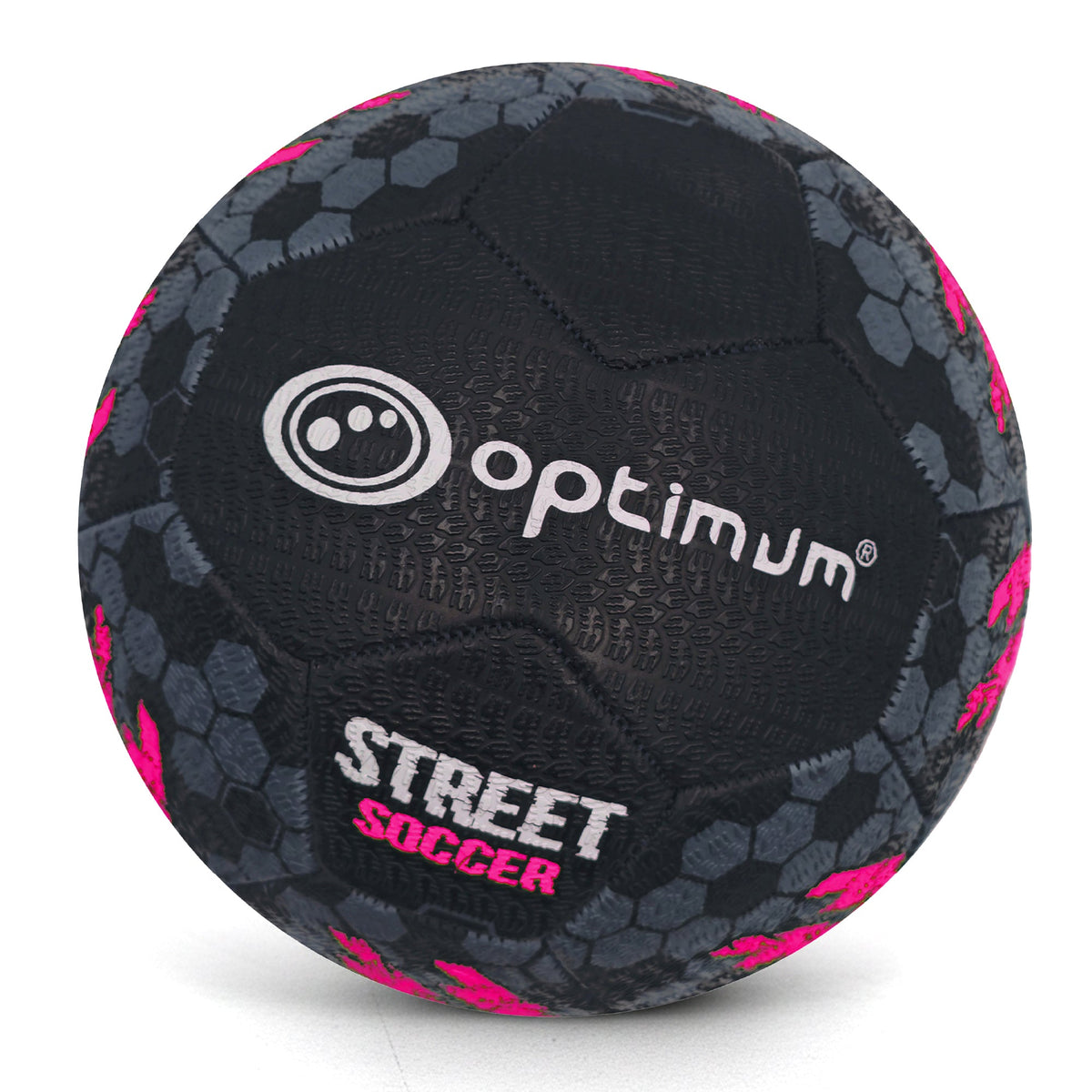 Street Football – Pink, tyre-grip Korean rubber match & training ball, all surfaces, Sizes Mini–5 - Optimum