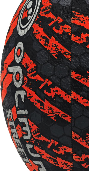 Street Rugby Ball Size 3 – Black/Orange, Durable, High Grip, Outdoor - Optimum