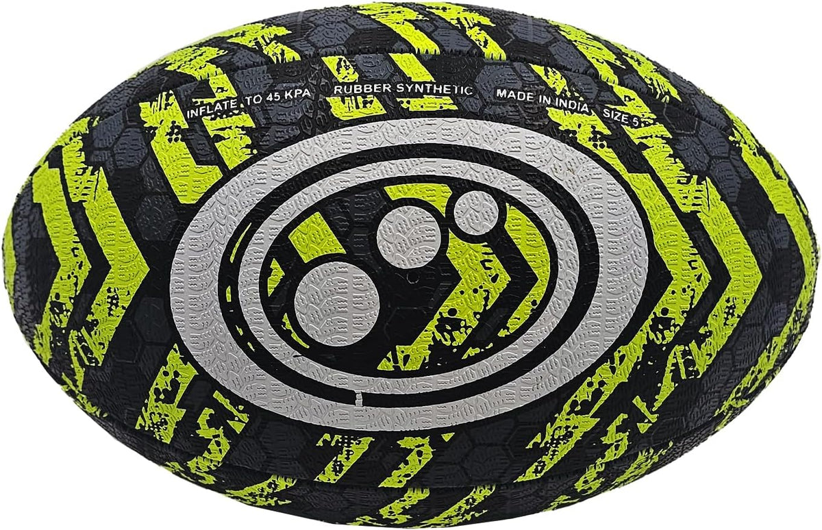 Street Rugby Ball Size 3 – Black/Yellow, Durable, Outdoor Use - Optimum