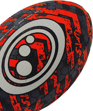 Street Rugby Ball Size 4 – Black/Orange, Durable, Outdoor Play - Optimum