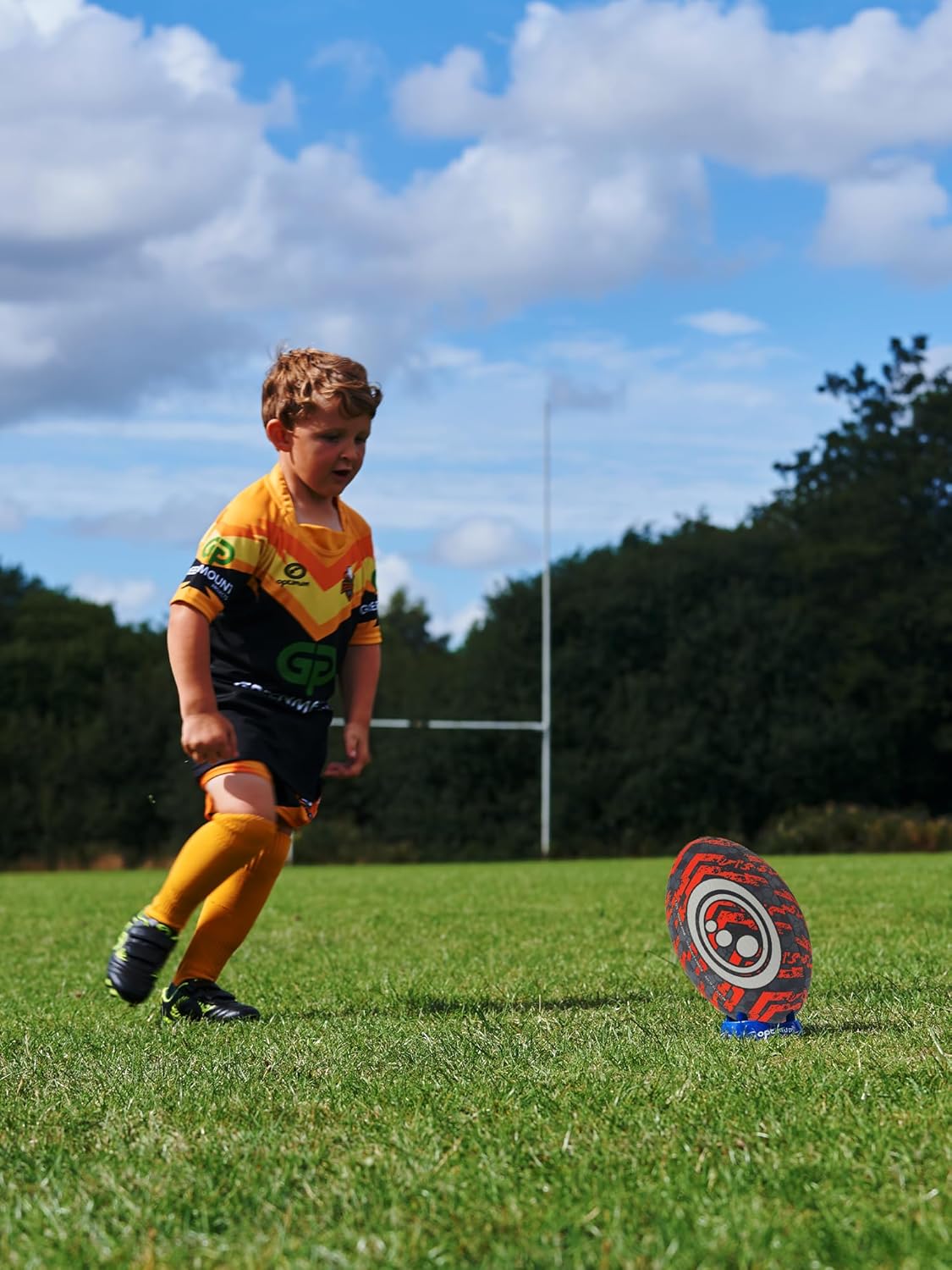 Street Rugby Ball Size 5 – Black/Orange, Durable, High Visibility - Optimum