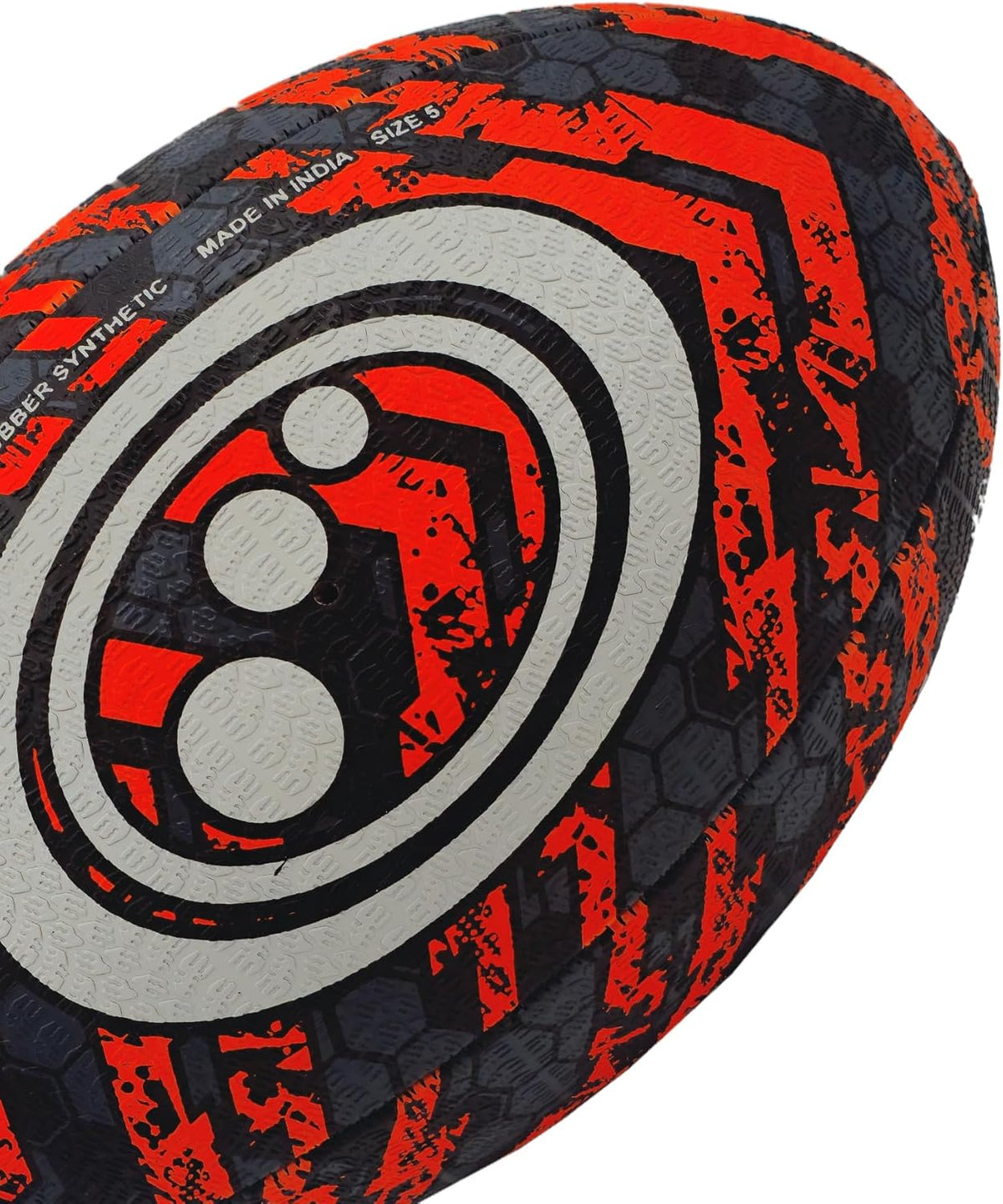 Street Rugby Ball Size 5 – Black/Orange, Durable, High Visibility - Optimum