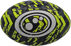 Street Rugby Ball Size 5 – Black/Yellow, Durable, High Visibility - Optimum