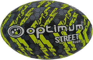 Street Rugby Ball Size 5 – Black/Yellow, Durable, High Visibility - Optimum