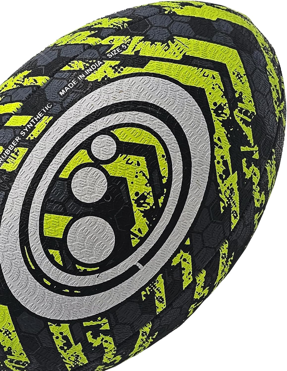 Street Rugby Ball Size 5 – Black/Yellow, Durable, High Visibility - Optimum