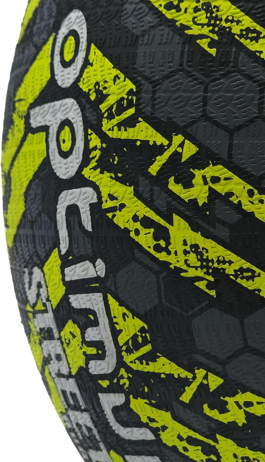 Street Rugby Ball Size 5 – Black/Yellow, Durable, High Visibility - Optimum